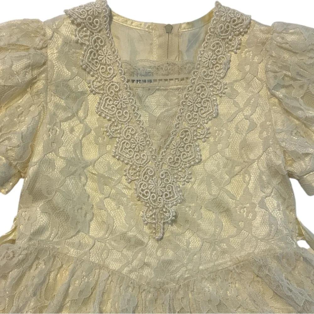 Gunne Sax Cream Lace Formal Kids Dress